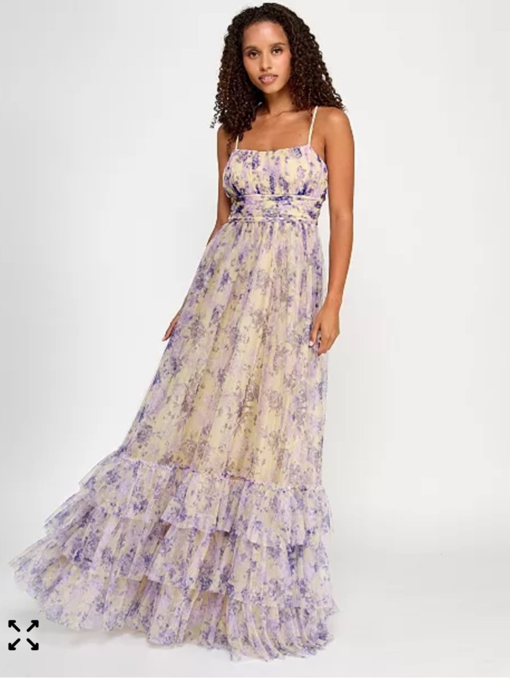 Macy's Lilac Floral Tiered Maxi Dress